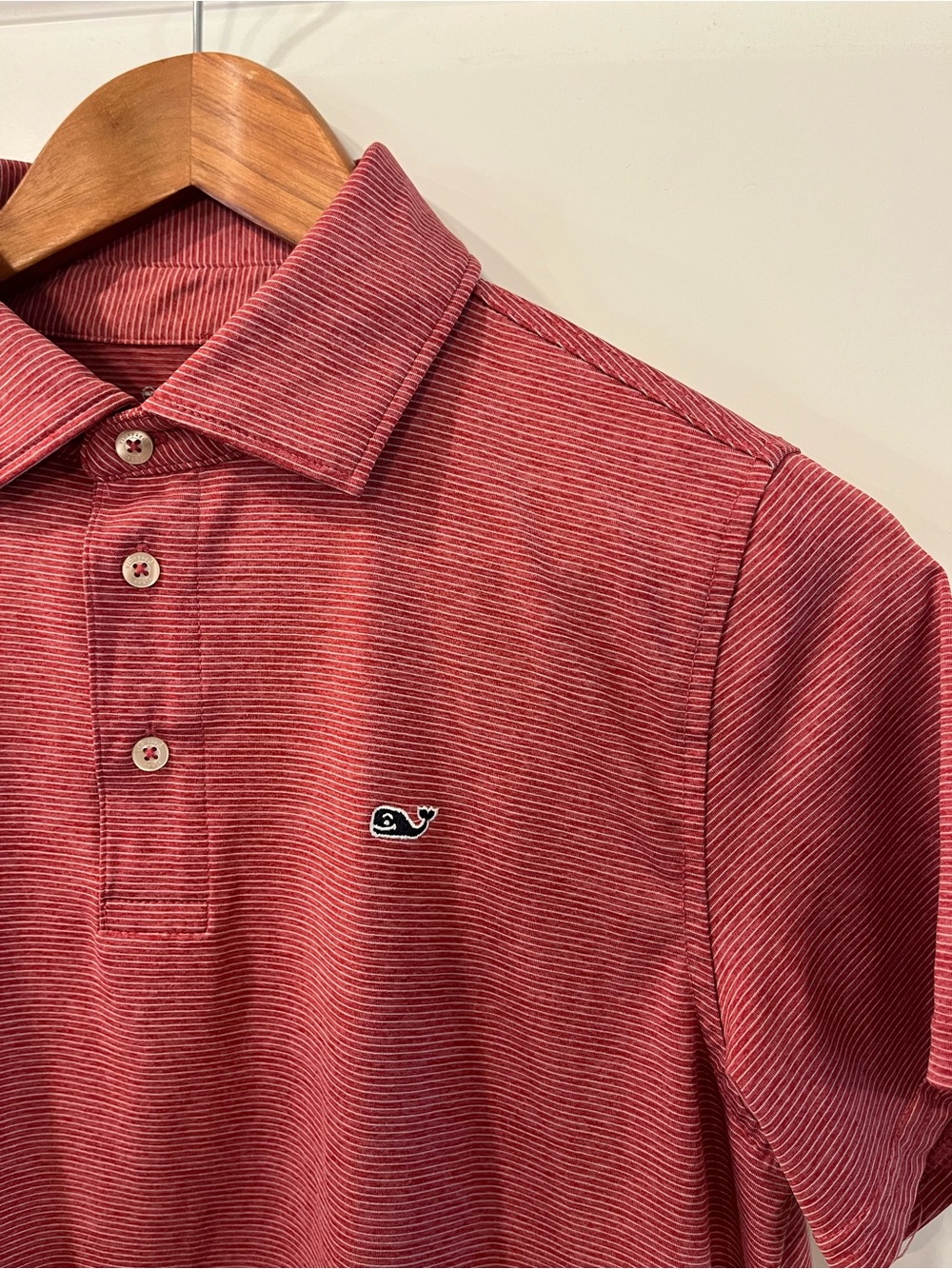 Vineyard Vines On-The-Go Sankaty Red Micro-Stripe Polo